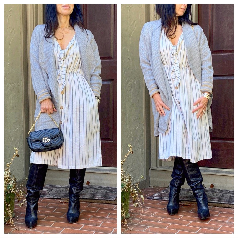 ✨PARIS✨Chic striped button down midi dress - Picture 6 of 8